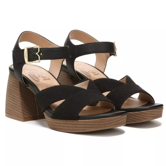 New Dr Scholls Black Ankle Fabric Sandals Size 9M - Picture 1 of 8